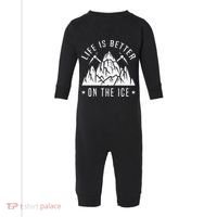 Funny Life Is Better On The Ice Mountaineering Snow Ice Climber Funny Infant Fleece One Piece thumb 0