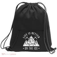Funny Life Is Better On The Ice Mountaineering Snow Ice Climber Funny Sweatshirt Cinch Pack Bag thumb 0