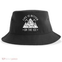 Funny Life Is Better On The Ice Mountaineering Snow Ice Climber Funny Sustainable Bucket Hat thumb 0