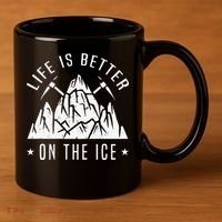 Funny Life Is Better On The Ice Mountaineering Snow Ice Climber Funny 11oz C Handle Ceramic Mug thumb 3