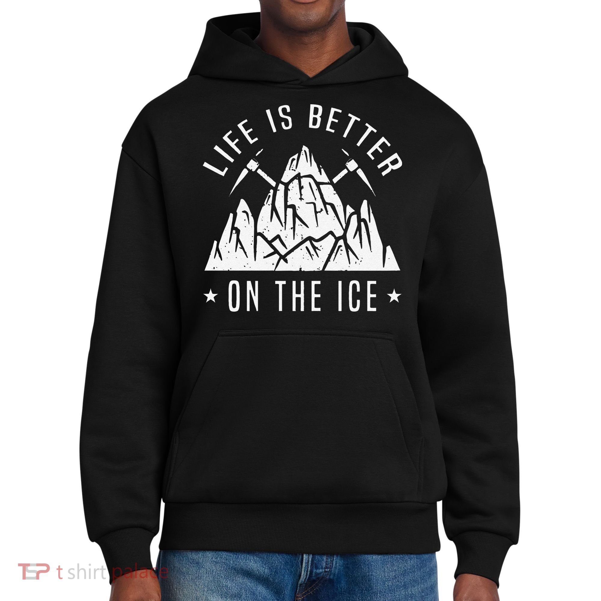 Funny Life Is Better On The Ice Mountaineering Snow Ice Climber Funny District V.I.T. Heavyweight Hoodie
