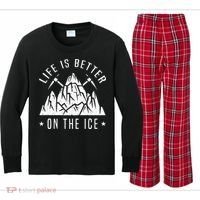 Funny Life Is Better On The Ice Mountaineering Snow Ice Climber Funny Kids Long Sleeve Plaid Pajama Set thumb 0