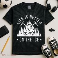 Funny Life Is Better On The Ice Mountaineering Snow Ice Climber Funny Kids Tie-Dye T-Shirt thumb 2