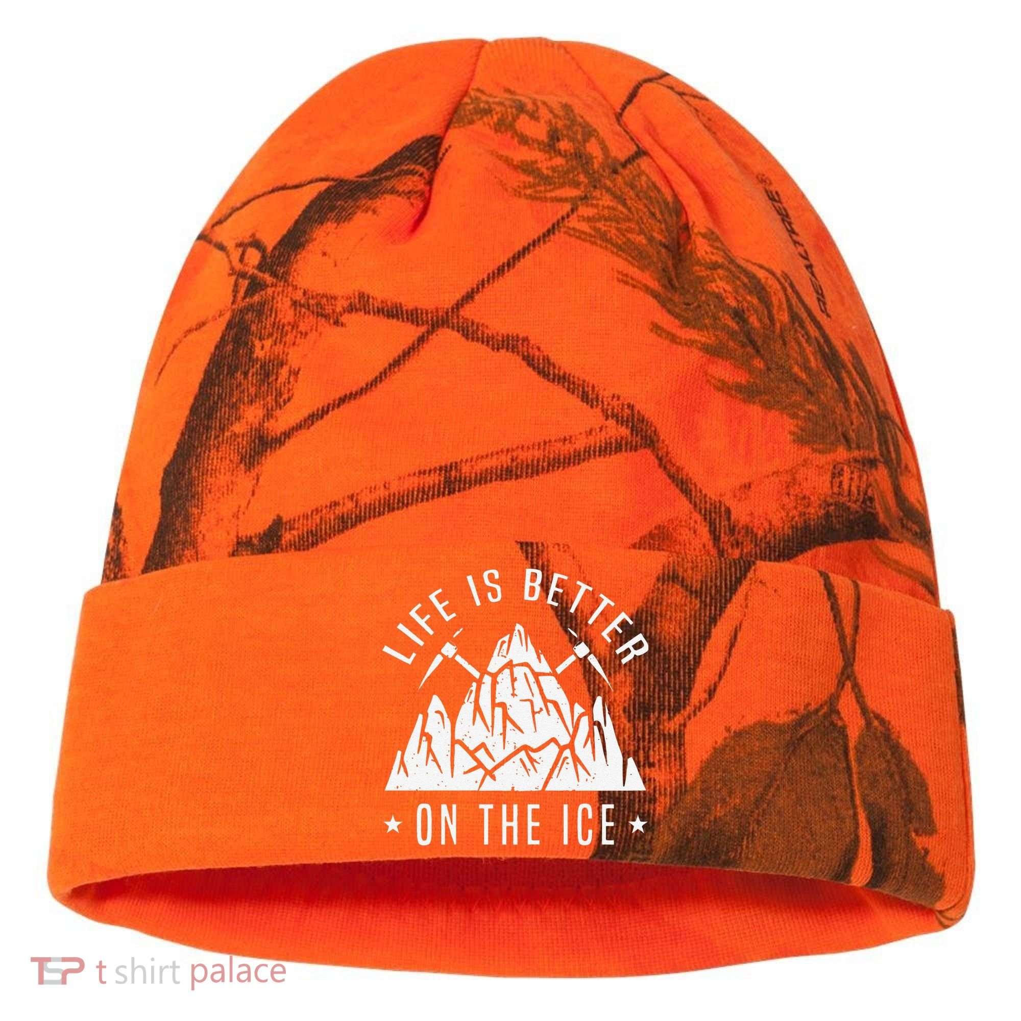 Funny Life Is Better On The Ice Mountaineering Snow Ice Climber Funny Kati Licensed 12" Camo Cuffed Beanie