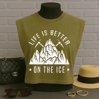 Funny Life Is Better On The Ice Mountaineering Snow Ice Climber Funny Garment-Dyed Women's Muscle Tee thumb 3