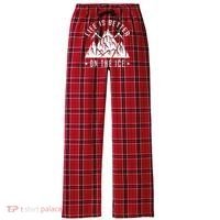 Funny Life Is Better On The Ice Mountaineering Snow Ice Climber Funny Women's Flannel Plaid Pajama Pants thumb 0