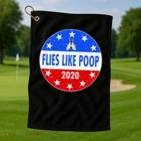 Flies Like Poop Emblem Mike Pence Fly Golf Towel thumb 1