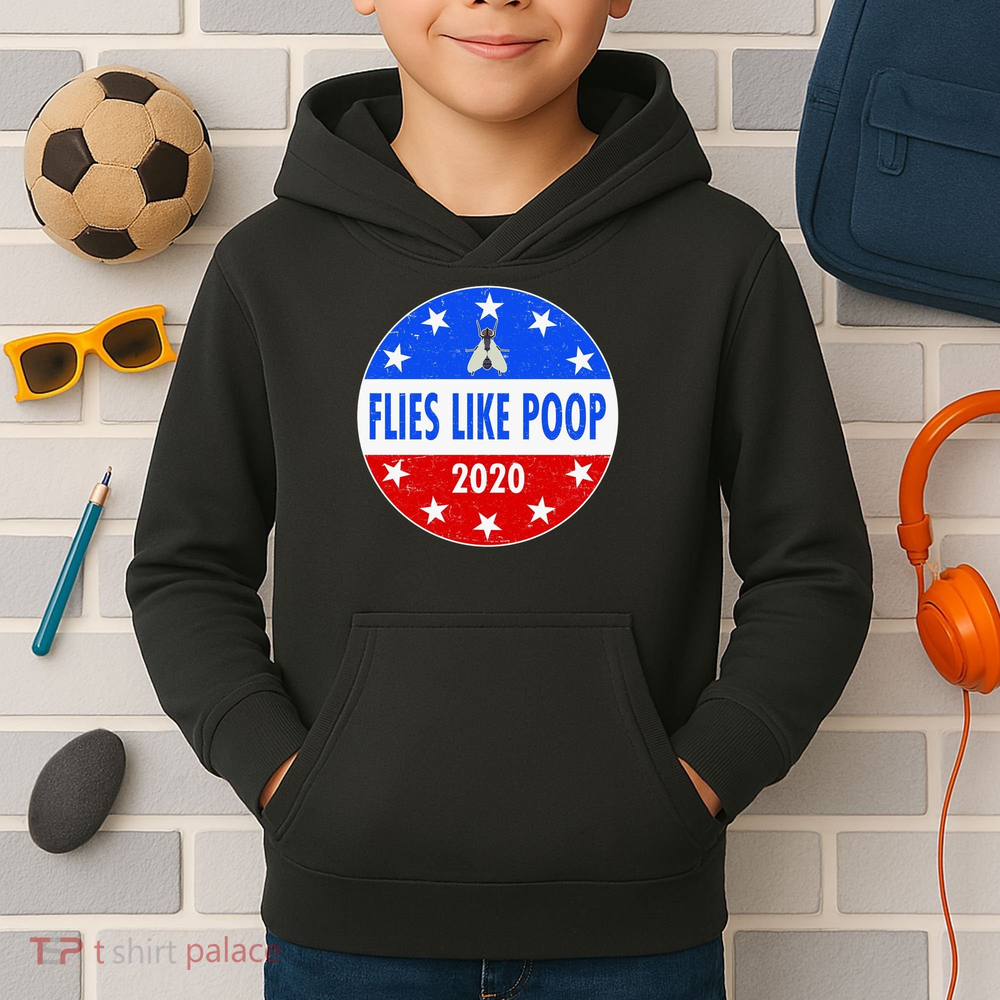Flies Like Poop Emblem Mike Pence Fly Kids Hoodie
