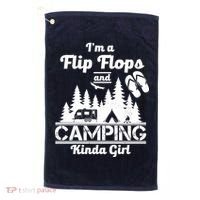 Flip Flops and Camping Kinda Girl Golf Towel thumb 0