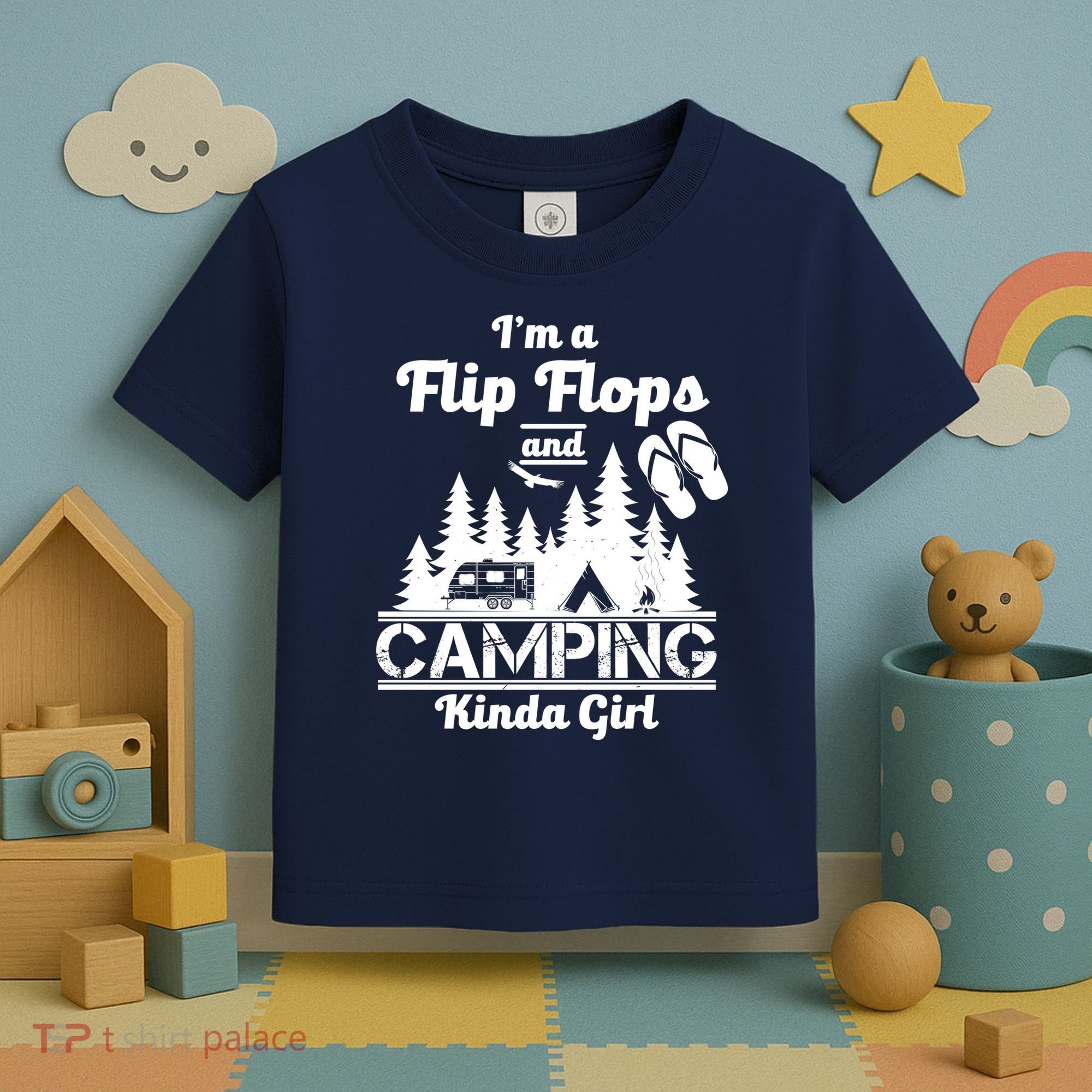 Flip Flops and Camping Kinda Girl Toddler T-Shirt