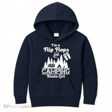 Flip Flops and Camping Kinda Girl Kids Hoodie