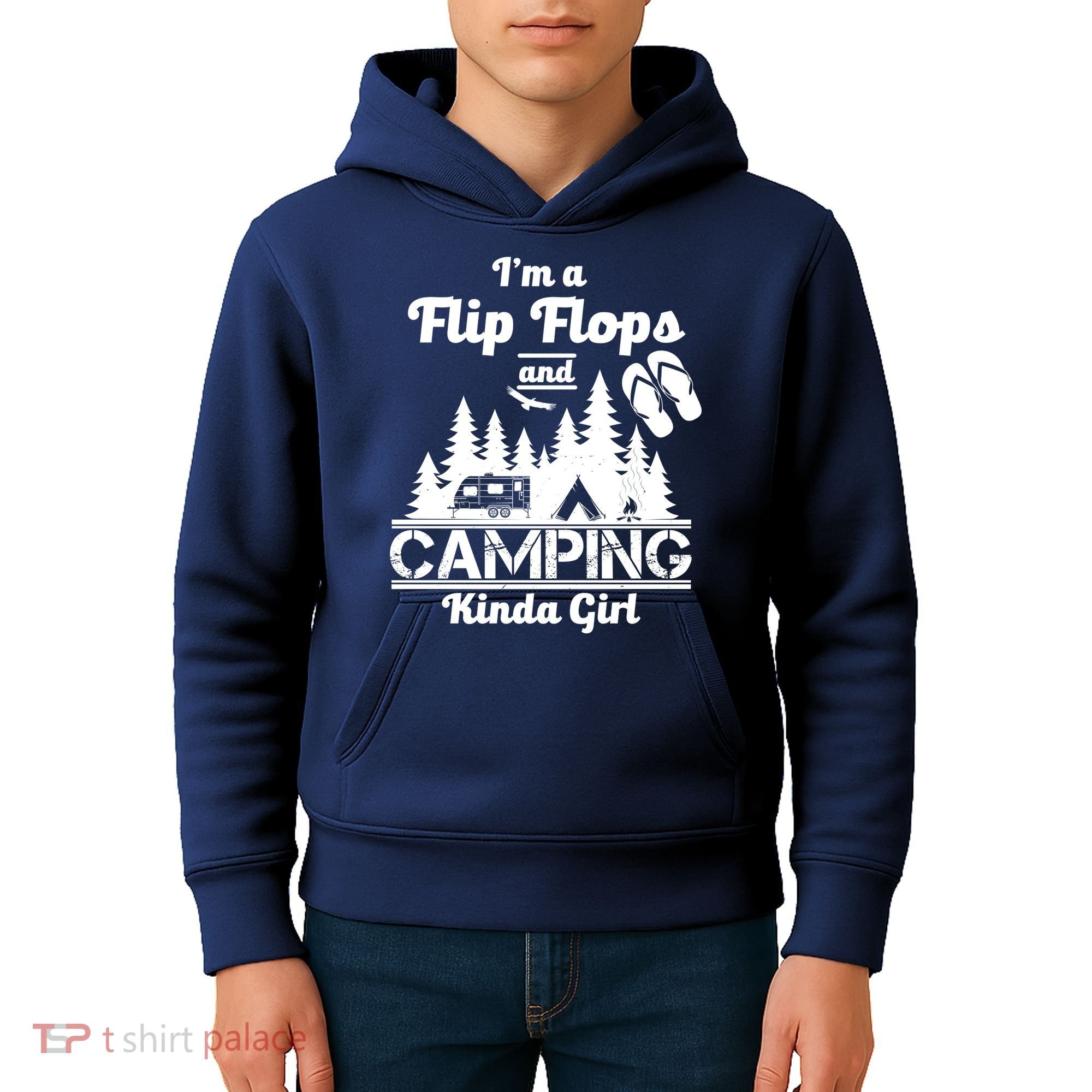 Flip Flops and Camping Kinda Girl Kids Hoodie