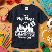 Flip Flops and Camping Kinda Girl Kids T-Shirt thumb 3