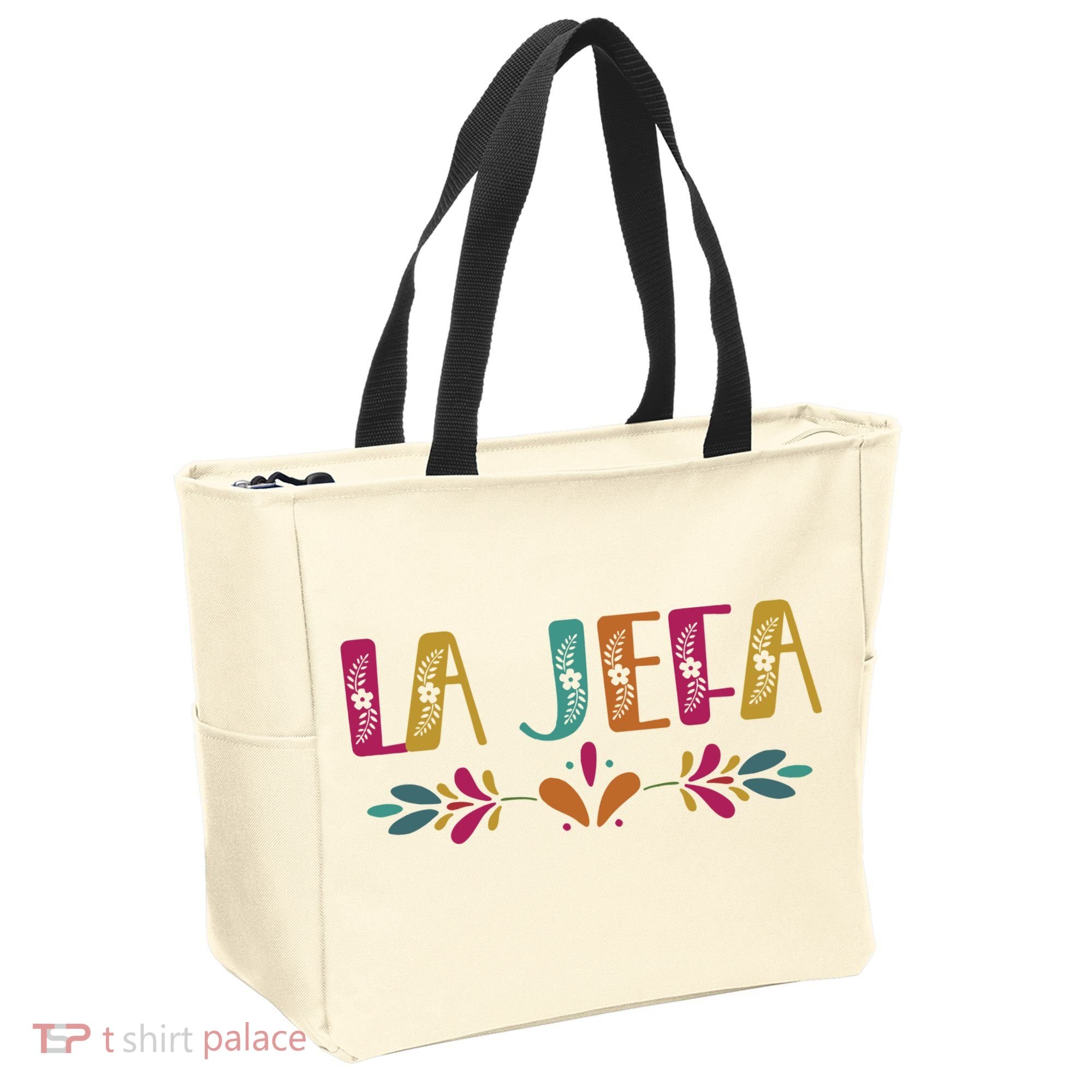 Floral La Jefa Mexican Mom Tote Bag