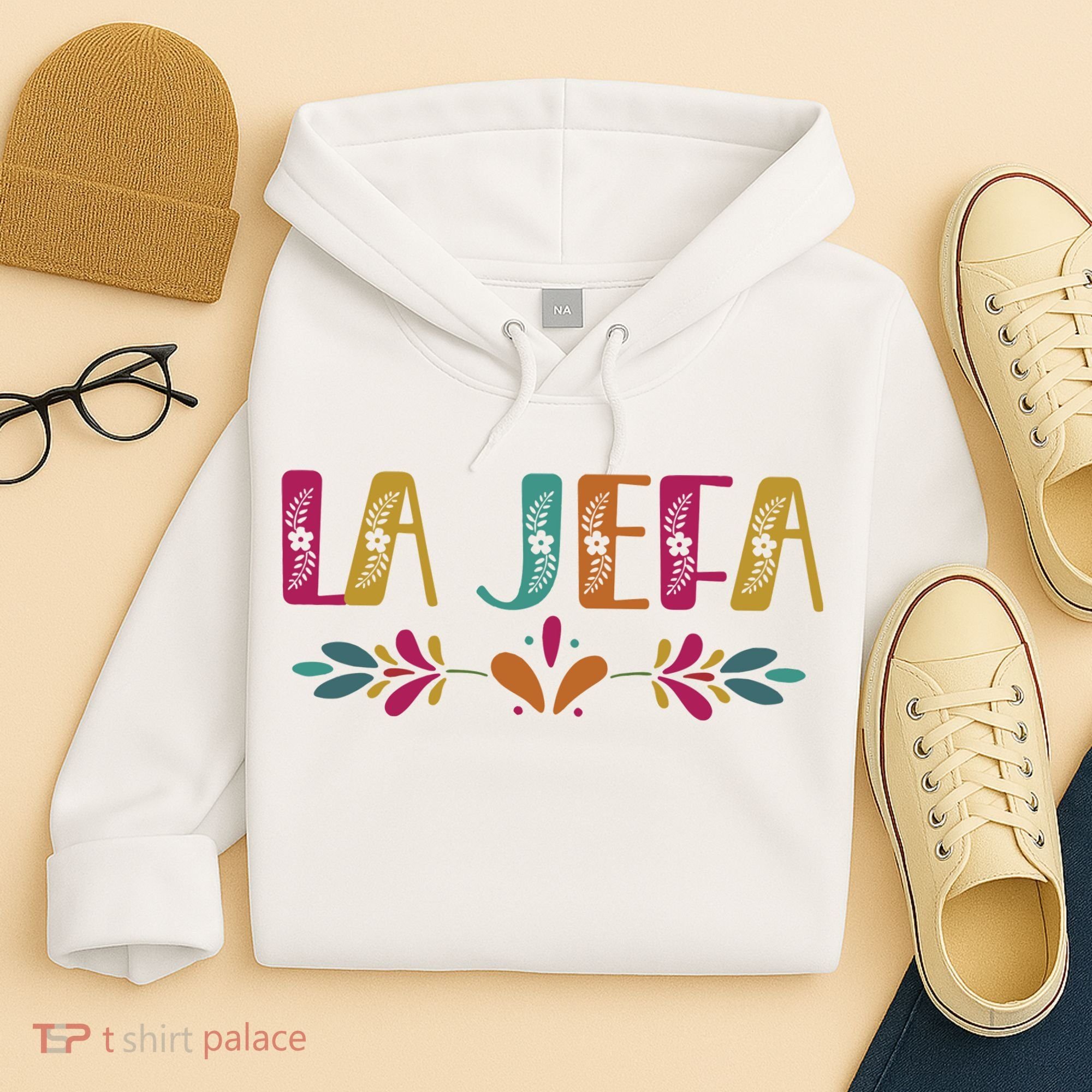 Floral La Jefa Mexican Mom Hoodie