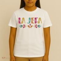 Floral La Jefa Mexican Mom T-Shirt thumb 4