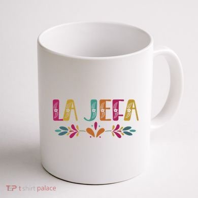 Floral La Jefa Mexican Mom Coffee Mug back