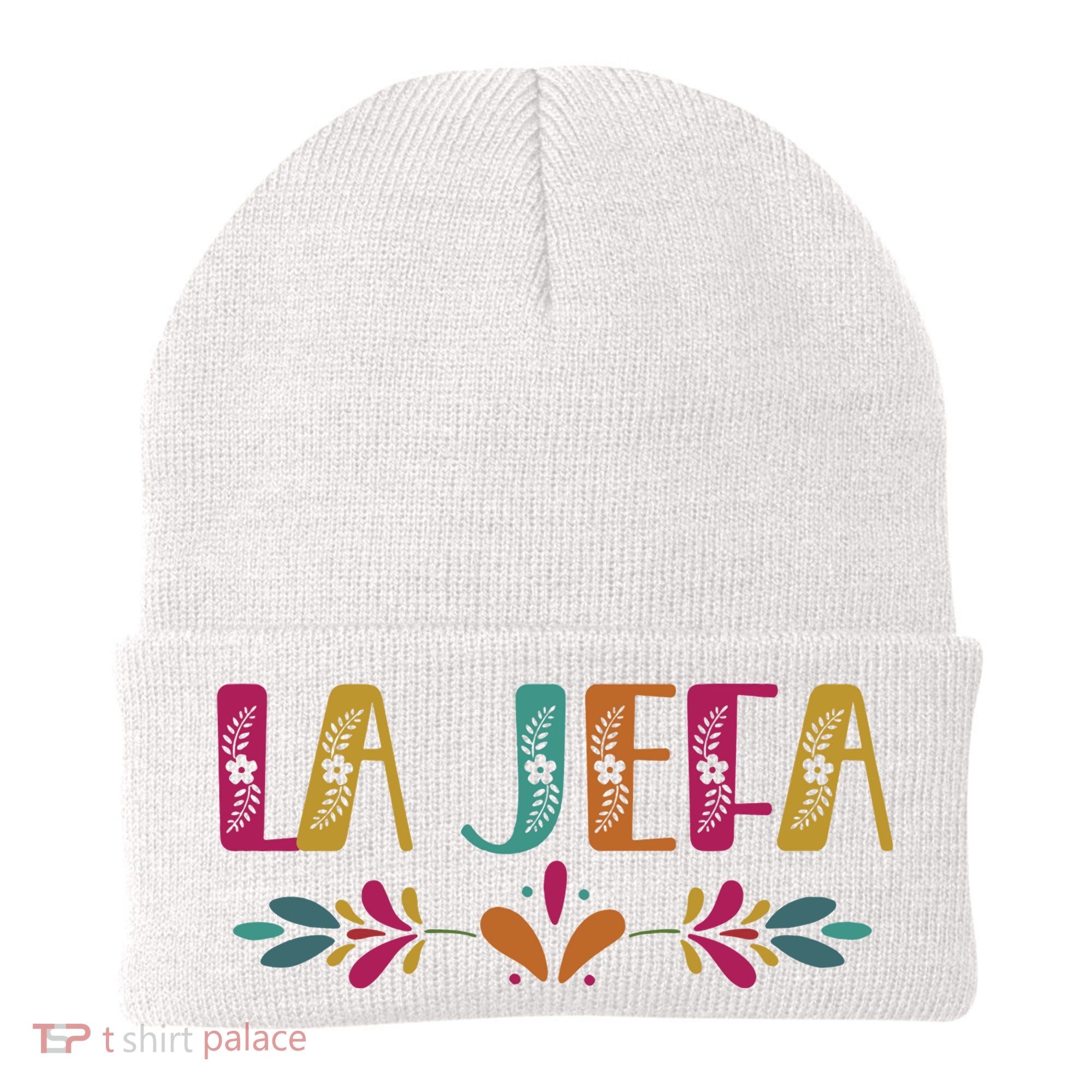 Floral La Jefa Mexican Mom Beanie