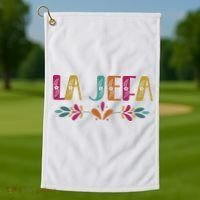 Floral La Jefa Mexican Mom Golf Towel thumb 1