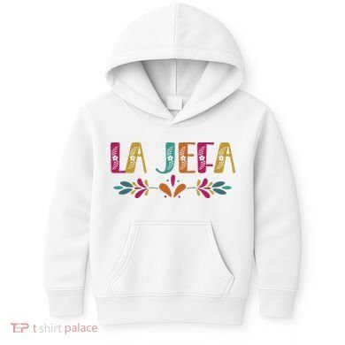 Floral La Jefa Mexican Mom Kids Hoodie