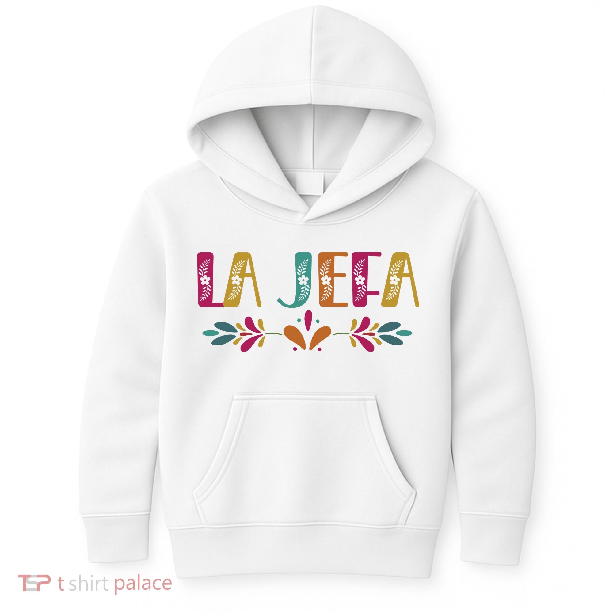 Floral La Jefa Mexican Mom Kids Hoodie