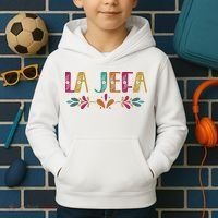 Floral La Jefa Mexican Mom Kids Hoodie thumb 2