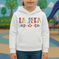 Floral La Jefa Mexican Mom Kids Hoodie thumb 3