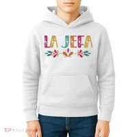 Floral La Jefa Mexican Mom Kids Hoodie thumb 4