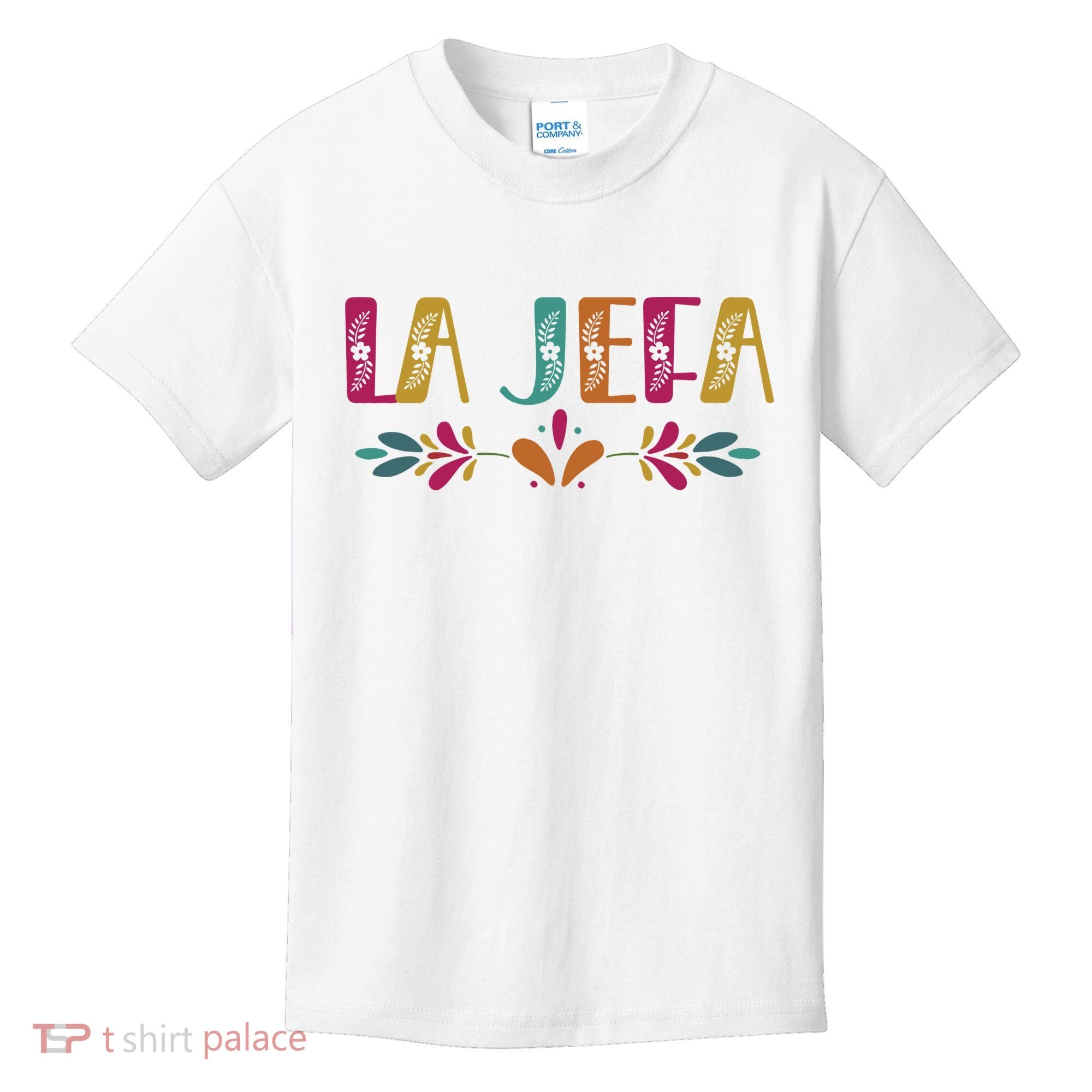 Floral La Jefa Mexican Mom Kids T-Shirt