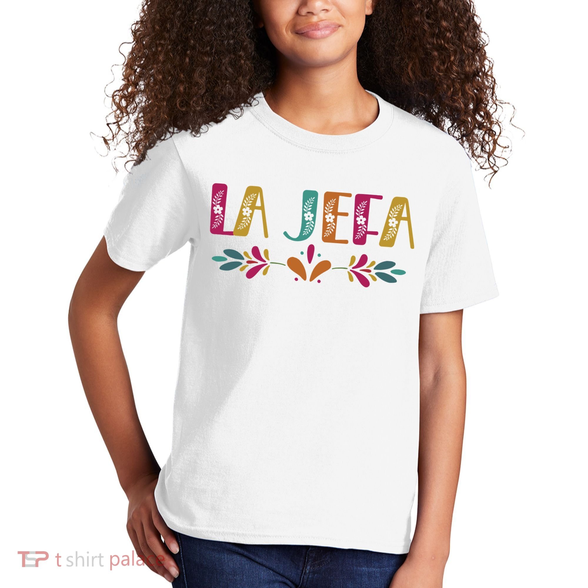 Floral La Jefa Mexican Mom Kids T-Shirt
