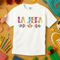 Floral La Jefa Mexican Mom Kids T-Shirt thumb 3