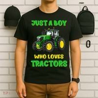 Farm Lifestyle Just A Boy Who Loves Tractors Boy Teens T-Shirt thumb 6