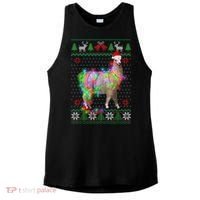 Funny Llama Lights Tangled Ugly Sweater Christmas Animals Ladies PosiCharge Tri-Blend Wicking Tank thumb 0