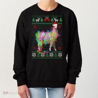 Funny Llama Lights Tangled Ugly Sweater Christmas Animals Women's Sweatshirt thumb 0