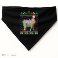 Funny Llama Lights Tangled Ugly Sweater Christmas Animals USA-Made Doggie Bandana thumb 0