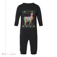 Funny Llama Lights Tangled Ugly Sweater Christmas Animals Infant Fleece One Piece thumb 0