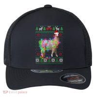 Funny Llama Lights Tangled Ugly Sweater Christmas Animals Flexfit Unipanel Trucker Cap thumb 0
