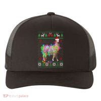 Funny Llama Lights Tangled Ugly Sweater Christmas Animals Yupoong Adult 5-Panel Trucker Hat thumb 0
