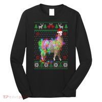 Funny Llama Lights Tangled Ugly Sweater Christmas Animals Long Sleeve Shirt thumb 0