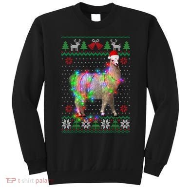 Funny Llama Lights Tangled Ugly Sweater Christmas Animals Sweatshirt
