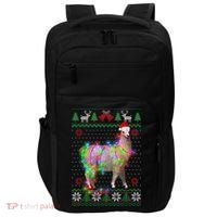 Funny Llama Lights Tangled Ugly Sweater Christmas Animals Impact Tech Backpack thumb 0