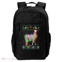 Funny Llama Lights Tangled Ugly Sweater Christmas Animals Backpack thumb 0