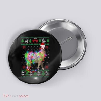 Funny Llama Lights Tangled Ugly Sweater Christmas Animals Button