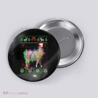 Funny Llama Lights Tangled Ugly Sweater Christmas Animals Button thumb 0
