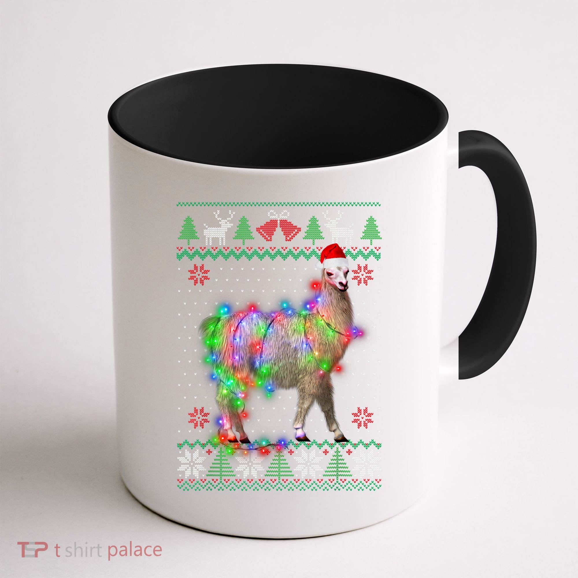 Funny Llama Lights Tangled Ugly Sweater Christmas Animals Coffee Mug
