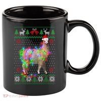 Funny Llama Lights Tangled Ugly Sweater Christmas Animals 11oz C Handle Ceramic Mug thumb 0