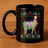 Funny Llama Lights Tangled Ugly Sweater Christmas Animals 11oz C Handle Ceramic Mug thumb 4