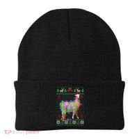 Funny Llama Lights Tangled Ugly Sweater Christmas Animals Beanie thumb 0