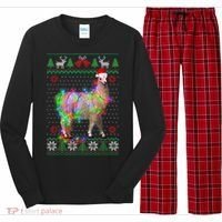 Funny Llama Lights Tangled Ugly Sweater Christmas Animals Long Sleeve Pajama Set thumb 0