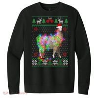 Funny Llama Lights Tangled Ugly Sweater Christmas Animals V.I.T. Fleece Crew Sweatshirt thumb 0